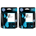 HP 45 Black Ink Cartridge 2-Pack (1 New, 1 Pre-Owned, 51645A)