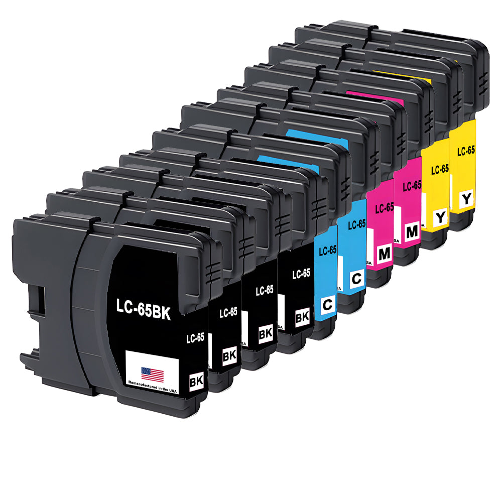 U.S. Remanufactured for Brother LC65 4 Black /  2 Each Color Ink Cartridges 10-pack