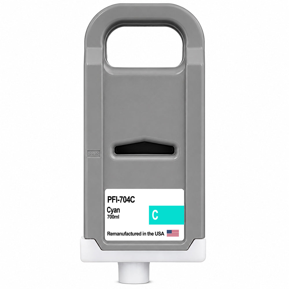 U.S. Remanufactured for Canon PFI-704C 700ml Cyan Ink Cartridge