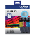New, Pre-Owned - Brother LC402 3-Pack Cyan, Magenta and Yellow Ink Cartridges