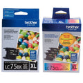 New, Pre-Owned - Brother LC75 Black, Cyan, Magenta, Yellow Ink Cartridges